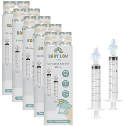 Babylou Care | Jeringas Nasales para Bebés | Pack de 10 Jeringas | Limpieza e Irrigación Nasal | Reutilizables y Sin BPA | A partir de 4 Meses