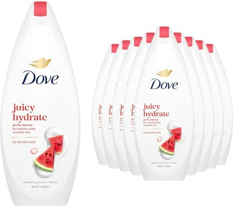 Dove Juicy Hydrate Body Wash 225ml, 12 Pack - Watermelon & Hyaluronic Acid Gentle Cleanser for 24H Silk-Soft Skin, Powered by Renewing MicroMoisture, Sulfate-Free Formula