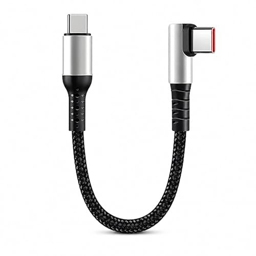 ERBO USB C auf USB C Kabel Kurz 25cm, 60W USB-C Ladekabel 90 Grad Winkel, USB C Winkel Kabel, Schnellladekabel Abgewinkelt für iPhone 15 16 17, Samsung Galaxy, iPad Pro, MacBook, Powerbank