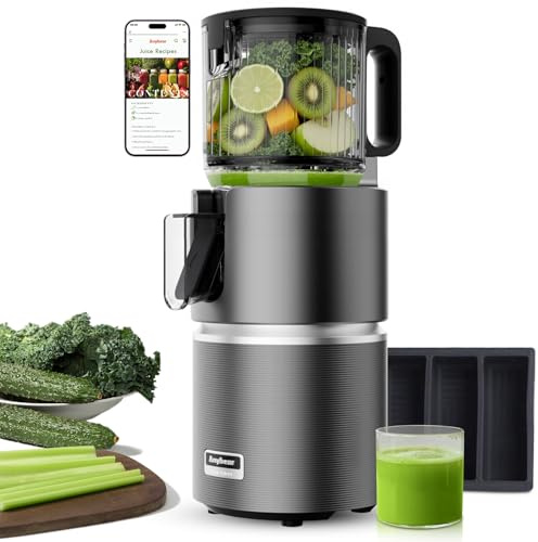Anybear Entsafter 350W, 124mm Stutzen f. ganze Früchte, BPA-frei Tritan | Doppelter Langsamdruck erhält 100% Vitamine. Motor meistert Fasergut. BPA-frei, 3-Schritt-Reinigung, 5 Jahre Garantie.