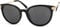 styleBREAKER Damen Sonnenbrille in Katzenaugen Cat-Eye Form, Kunststoff Vollrand Gestell und Metall Bügel 09020073, Farbe:Gestell Schwarz-Gold/Glas Grau getönt
