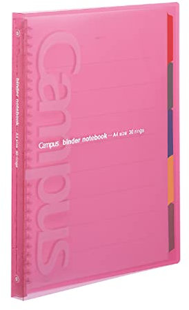 Kokuyo Campus Schiebeordner mit 5 Registerkarten, schmaler Typ, A4, 30 Löcher, bis zu 65 Blatt, Rosa, Japan Import (RU-P173NP)