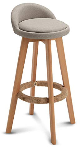 Tabourets de bar Chaise Chanvre Corde Repose-pieds Housse de coussin Coussin Siège pivotant Dossier Salle à manger pour la cuisine | Pub | Tabouret Café Bar 4 Pieds en bois Max. Charge 150 kg
