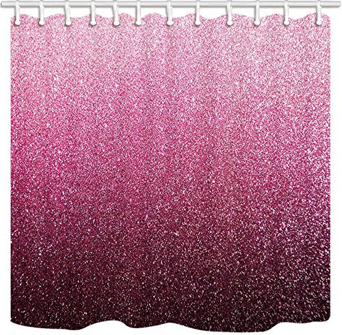 vrupi Romantische Squin Festival Duschvorhänge für Badezimmer rosa Glitzer-Textur für Valentinstag Polyester-Stoff wasserdicht Duschvorhang Haken enthalten 180 x 180 cm