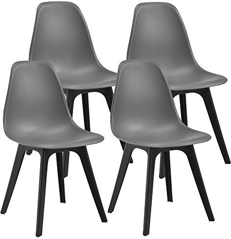 [en.casa] 4X Design Stühle 'Brevik' 83 x 54 x 48cm Grau/Schwarz Esszimmer Stuhl Stühle Kunststoff Skandinavisch mit Bodenschoner