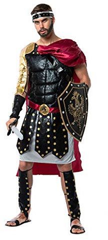 EraSpooky Herren Römisches Gladiator Kostüm mit Umhang Faschingskostüme Cosplay Halloween Party Karneval Fastnacht Kleid für Erwachsene