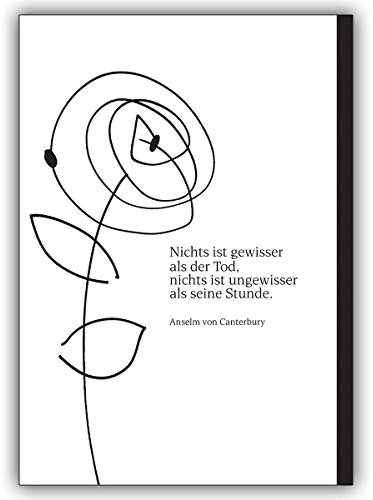 4 Trauerkarten (4er Set): grafisch edle Trauerkarte mit Beileids Spruch: Nichts ist gewisser als der Tod – einfühlsame Beistandskarte um im Sterbefall in tiefer Trauer zu kondolieren