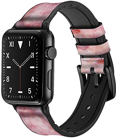 Innovedesire Pink Marble Texture Cinturino in Pelle e Silicone Smartwatch per Apple Watch iWatch Taglia 42mm/44mm