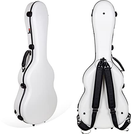 Crossrock Polycarbonat Koffer passend für 4/4 Klassikgitarren, kratzfester Flightcase in Weiß (CRF4020CWT)