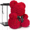 ROSEBEAR Blumenbär mit Geschenkbox - Rose Bear aus ewigen Rosen in voller Farbe - Geschenk für Ihn & Sie zum Jahrestag Geburtstag Muttertag Hochzeitstag (40 cm Rot mit Schleife)