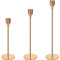 Amzeeniu Kerzenständer Gold 3 Set Hochzeit Kerze Stand Hoch Kerzenleuchter für ø2.2cm Stabkerze,in Unterschiedlicher Größe,für Hochzeit Deko Tabelle Geburtstag Abendessen Kerzenhalte Vintage Deko