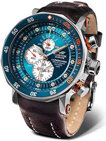 Vostok Europe Lunokhod-2 Herren Uhr analog Automatik mit Leder Armband YM86-620A636