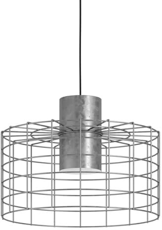 EGLO Pendelleuchte Milligan, 1 flammige Hängelampe industrial, Hängeleuchte aus Metall in Verzinkt, Weiß, Esstischlampe, Wohnzimmerlampe hängend mit E27 Fassung, Ø 38 cm