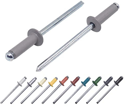 Lot de 80 rivets aveugles peints 4 x 14 mm Tête bombée DIN 7337 Rivet en aluminium et mandrin en acier Rivets pop (80, gris poudré RAL 7037)