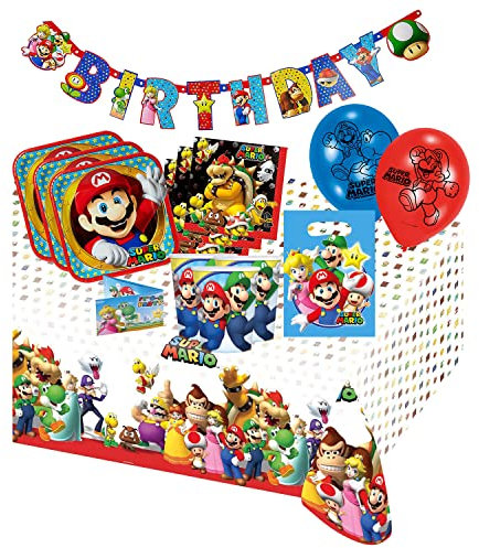 Nada Home Kit Party Super Mario Bros vasos platos mantel servilletas globos 4959