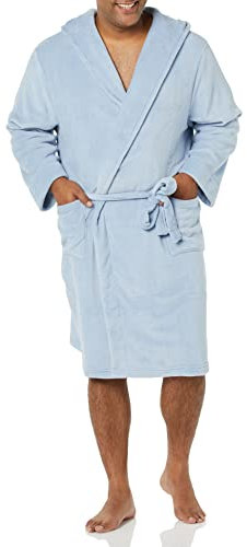Amazon Essentials Vestaglia in Pile Ai Media Lunghezza Uomo, Azzurro Opaco, XS-S