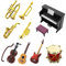 Cobee Miniature Dollhouse Instrument Set, 1:12 Scale Mini Musical Model Doll House Accessories for Succulent Garden