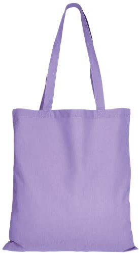 TEXXILLA Baumwolltasche - OEKO-TEX 100 zertifiziert | mit zwei langen Henkeln | 38x42cm | Jutebeutel | Einkaufstasche | unbedruckt, Farbe:lavendel