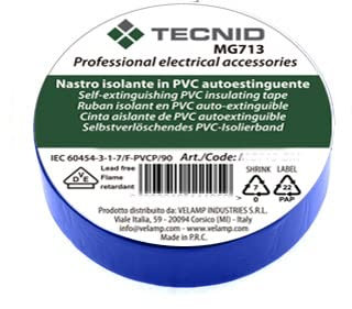 PVC-Isolierband, Dicke 0,13 mm, 19 mm x 25 m. Blau