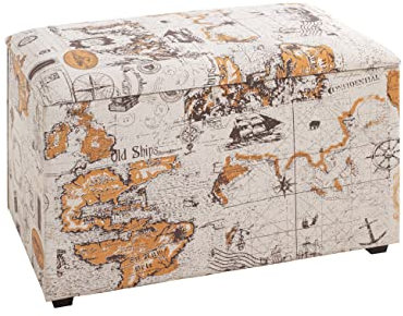 HAKU Möbel Sitztruhe Motiv, MDF, Textilgewebe - Maße: B 65 cm x H 42 cm x T 40 cm, Style: Modern