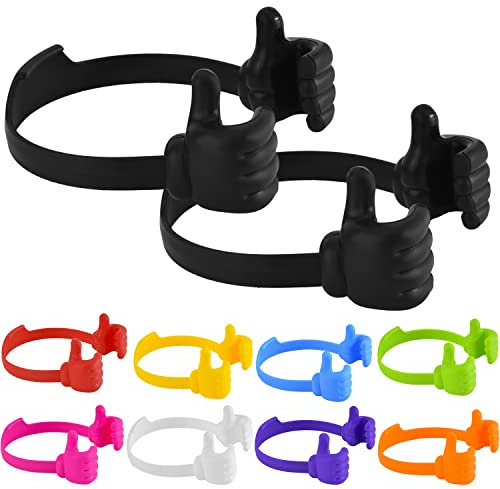 Maudzlan Phone Stand Holder 2 Pcs Thumbs Up Lazy Hand Arm Finger Holder Novelty Portable Desk Mobile Cell Phone Kickstand Cute Cheap Accessories Gifts for Teen Kid Girl (Black)