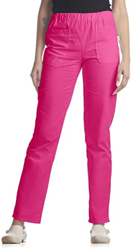 T.H. Service Pantalone Sanitario Professionale Unisex Elastico Vita 2 Tasche Anteriori e 1 Posteriore (M, Fucsia)