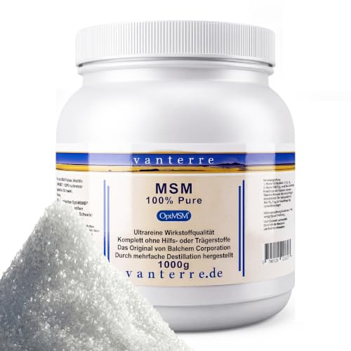 v a n t e r r e - 1000g Balchem Pure OptiMSM™ Flakes - clean Destillation | Das reinste, sicherste und qualitativ beständigste MSM der Welt - 1000g / 1,25 Liter Pure OptiMSM™ Flakes
