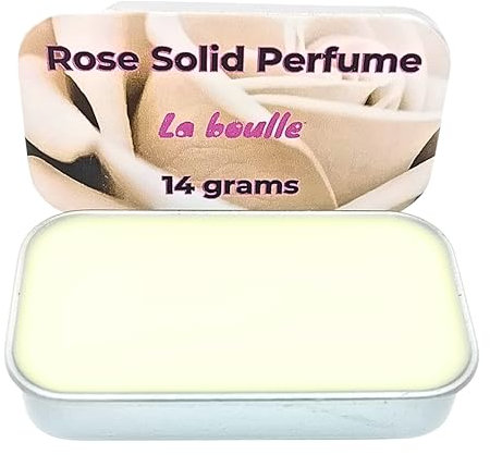 Rose Solid Natural Perfume Balm. For sensitive skin. Alcohol Free. Handmade natural cosmetics. Vegan. Essential oils. Made in UK.