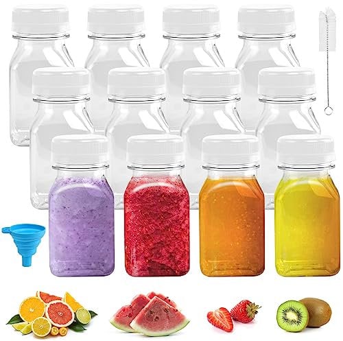 LIMITADA 12 Pz Mini Bottiglia di Plastica 125ml Bottiglia di Succo Frutta con Coperchio Bottiglie Vuote Riutilizzabili Piccola Bottiglia Bevande Trasparente Bottiglie per Bevande Succo Fatte in Casa