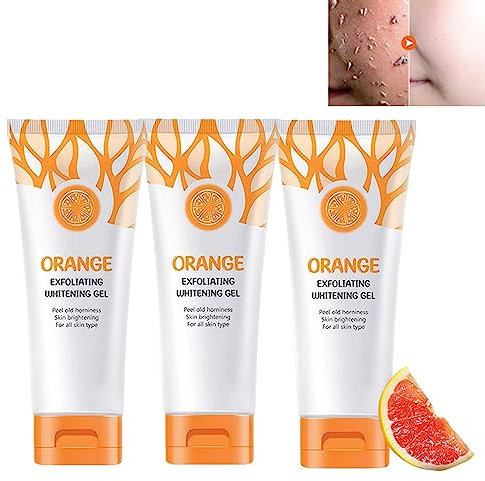 3 pc Orange Exfoliating Whitening Gel, Orange Exfoliating Gel Scrub Face Body Skin, Orange Exfoliating Gel Face Whitening, Natural Orange Peeling Gel Face Scrub for Women