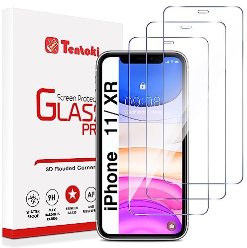 Tentoki 3 Stück, Panzer Schutz Glas für iPhone 11 / iPhone XR Schutzfolie,[kratzfest, 9H Härte] Ultra Transparent Displayschutz