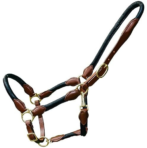 Brama West Pferderhalfter Leder Halfter -Big Joe- Stallhalfter auch als Vorführhalfter, Gr. Cob - schwarz/braun