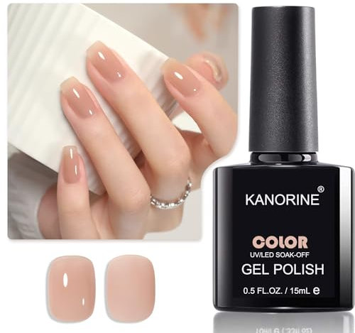 KANORINE Jelly Nude Gel Nail Polish, uv led BROWN Sheer Natural Translucent Gel Polish, UV Light Cure for Nail Art 15ml