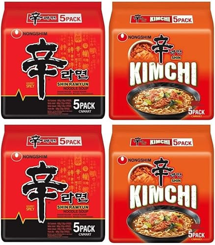 Starry Mart NS Ramyun Kimchi & Original Spicy Korean Ramen Noodles Mix Bundle 120g (Pack of 20) HALAL