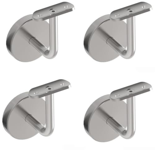 Sellon24® 4 x Handlaufhalter Edelstahl Handlaufträger mit Abdeckrosette Halterung Handlauf 42,4 Halter Handlauftraeger Geländer für Treppe innen außen Handlaufstütze Geländerhalterung rund V2A