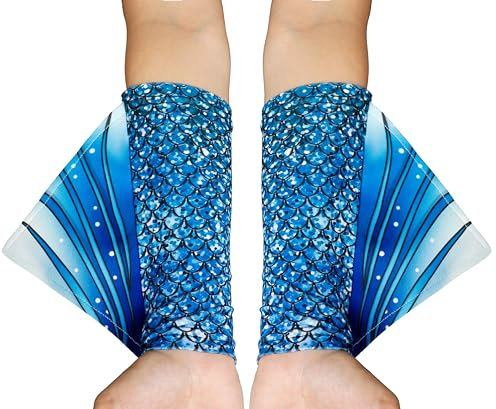 color cosplayer Meerjungfrau Handschuhe Fischschuppen Arm Ärmel Druck Flosse Halloween Kostüm Zubehör für Frauen und Mädchen, Blaue Meerjungfrau, Einheitsgröße