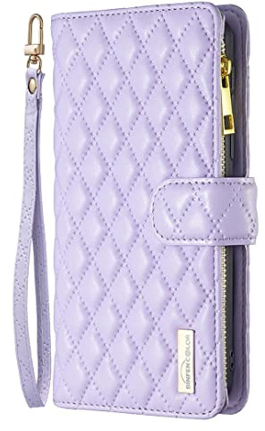 Skyhewen for Samsung Galaxy A05s Case, Zipper Flip Wallet Shockproof PU Leather Case for Women Girls with Zip Pocket Magnetic Clasp Viewing Kickstand Card Holder Cover for Galaxy A05s, Purple