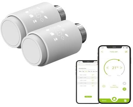 Qiumi Actuador de radiador inteligente WiFi WiFi programable directo termostático válvula de radiador compatible con Alexa Googlehome no requiere puerta de enlace