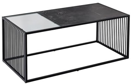 Riess Ambiente Design Couchtisch Architecture 100cm schwarz Marmor Rauchglas Metall, edler Beistelltisch für Dein Wohnzimmer