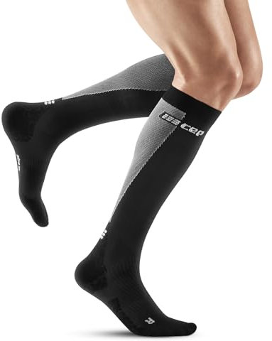 CEP Herren Ultralight Socks Tall V3 Laufbekleidung Kompressions-Socken Black/Grey - Schwarz Iv