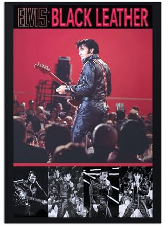 Displate Offiziell Elvis Presley MetallPoster Magnetische Befestigung Inklusive Lizenziert Bilder Hochwertiges Poster Elvis Movie Posters - Elvis Black Leather - Size M - 45 cm x 32 cm