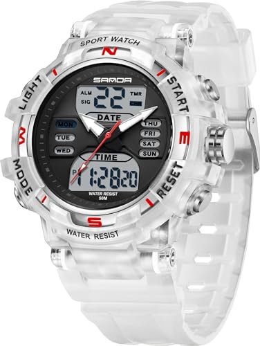 findtime Digitale Armbanduhr Kinder Digitaluhr Damen Uhr 5ATM Wasserdicht Kinder Uhren für Jungs Mädchen mit Wecker Kalender Coutdown LED Stoppuhr 12/24H Analog Digital Sportuhr Militär Kids Watch