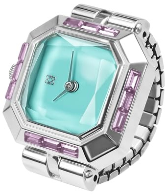PASCAL Damen-Diamant-Uhrenring mit Zwei-Zeiger-Analog-Anzeige und Edelstahl-Erweiterungsband
