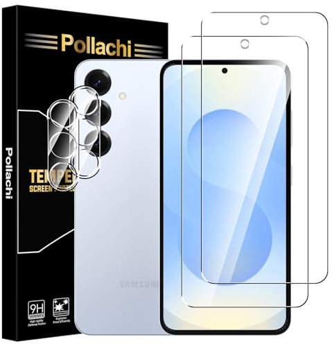 Pollachi [2+2 Piezas Protector de Pantalla Compatible para Samsung Galaxy S25 Cristal Templado,2 Piezas Vidrio Templado Y 2 Piezas Protector Camara,Anti-Arañazos,Ultra HD,Antihuellas