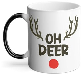 Thermoreagierende Tasse – Oh Deer Rentier Weihnachten Winter Geschenk Weihnachtsmann – 325 ml