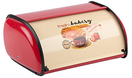 FytStycale Portapane in Ferro Portapane Retrò Portapane Cestino Portaoggetti Bianco, rosso, 34,5x23x14,5 cm