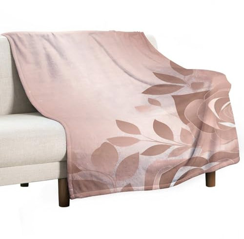 Überwurfdecke mit Rosenmuster, superweiche, warme Fleecedecke, leicht, gemütlich, 101,6 x 152,4 cm, Couchdecke für Bett, Couch, Stuhl, Wohnzimmer, alle Jahreszeiten