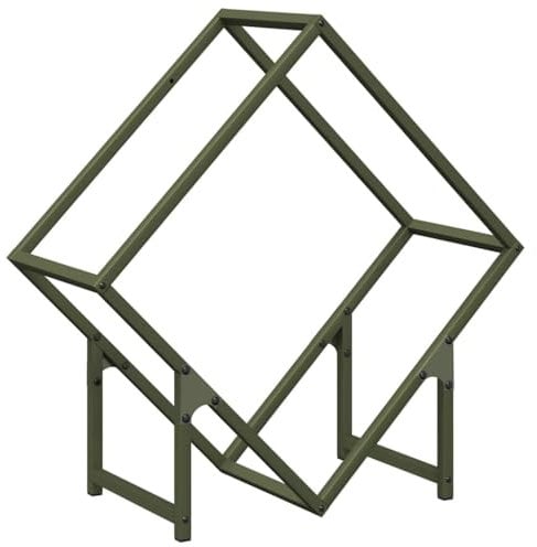 vidaXL Firewood Rack - Olive Green Steel Log Holder 60x25x60 cm