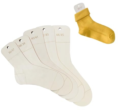 TIANLIN 5 Stück Sockenspanner, Holz Sockenlineal zum Stricken, Größe 36-45 Sockenlineal, mit Größenangaben, für Selbst Gestrickte Socken