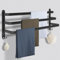 Handtuchhalter Schwarz 80cm,Handtuchhalter Ohne Bohren,Aluminium Handtuchregal Wandmontage 3-Stöckig Handtuchstange mit Haken,Handtuchhalter Bad Küche Badezimmer Zubehör